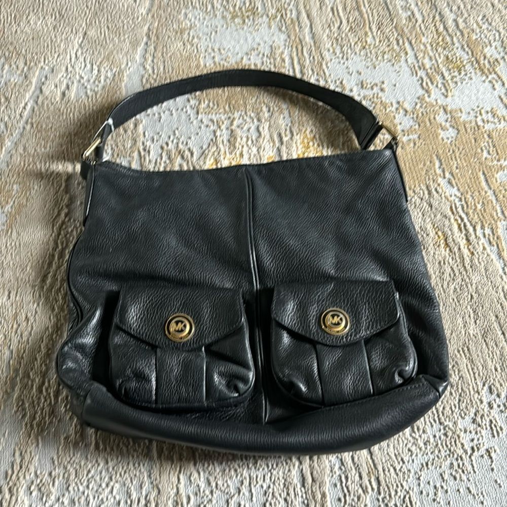 Vtg Michael Kors Satchel Boutique Black Leather Hobo Purse Bag EUC Limited